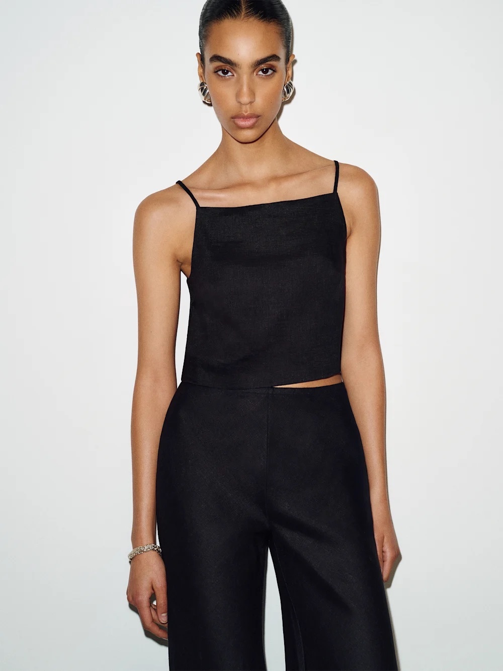 Reformation Kerri Linen Top in Black